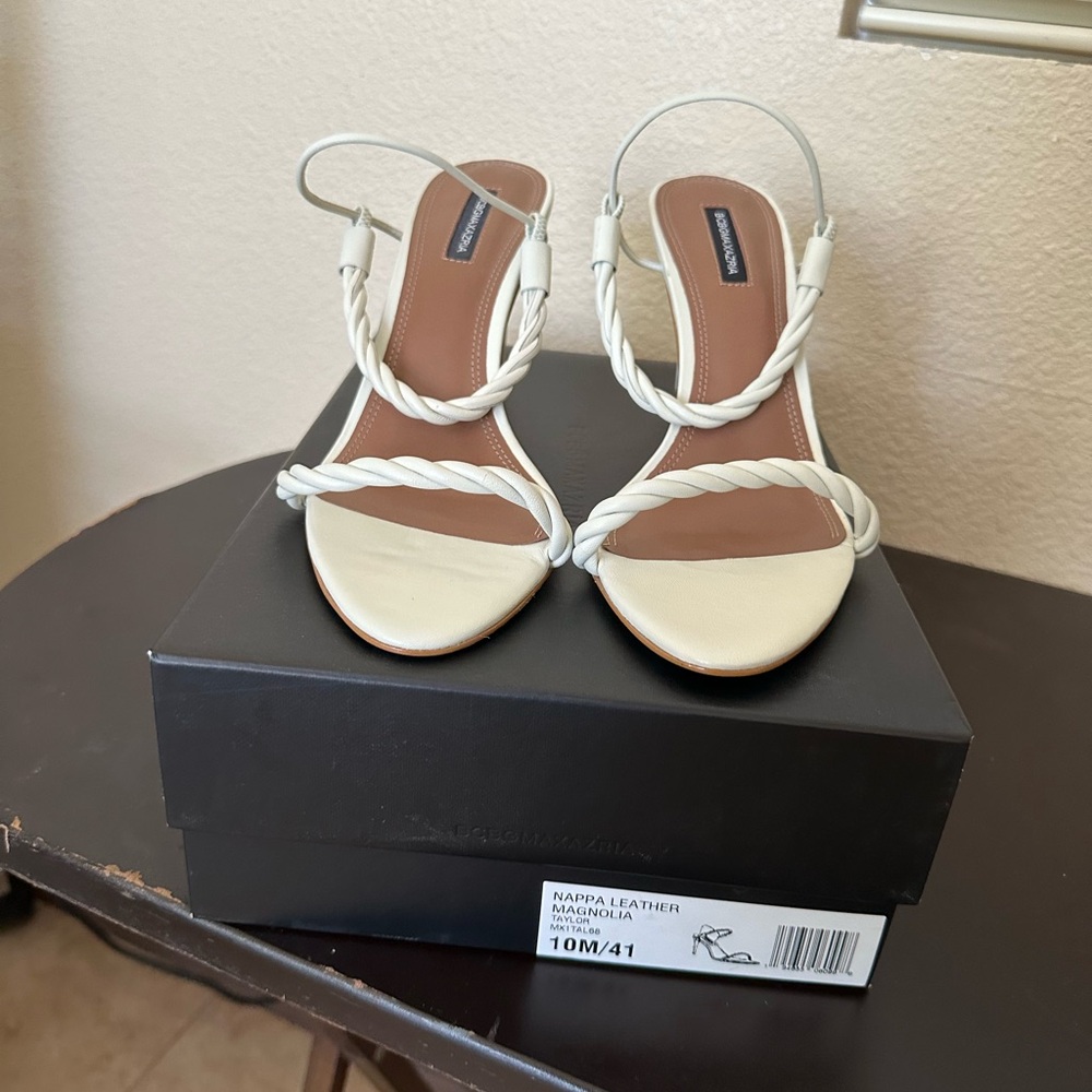BCBGeneration White Heeled Sandals with Strappy Design